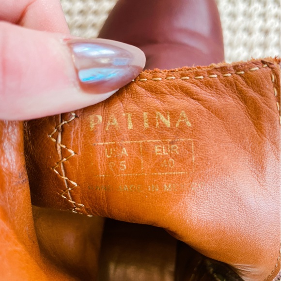 Patina Leather Ankle Boots Women’s Size 8.5 Brown Zip Booties boots EU40 - Picture 7 of 8